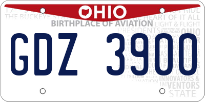 OH license plate GDZ3900