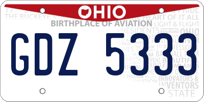 OH license plate GDZ5333