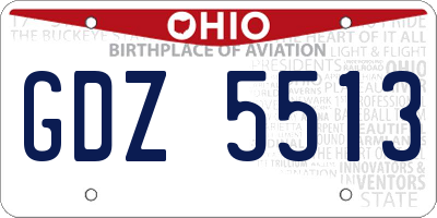 OH license plate GDZ5513