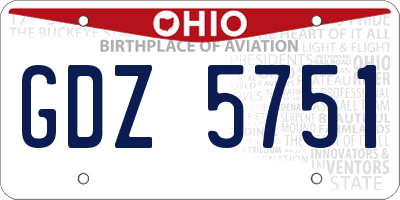 OH license plate GDZ5751