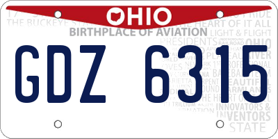 OH license plate GDZ6315