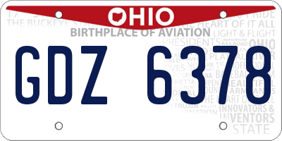 OH license plate GDZ6378