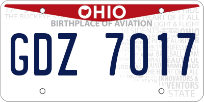 OH license plate GDZ7017