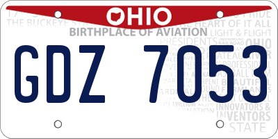 OH license plate GDZ7053