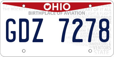 OH license plate GDZ7278
