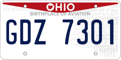 OH license plate GDZ7301