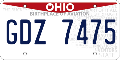OH license plate GDZ7475