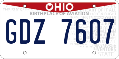 OH license plate GDZ7607