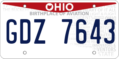OH license plate GDZ7643