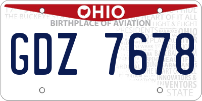 OH license plate GDZ7678