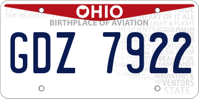 OH license plate GDZ7922