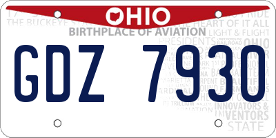 OH license plate GDZ7930