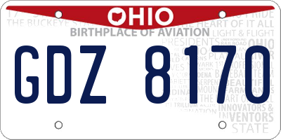 OH license plate GDZ8170