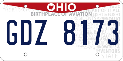 OH license plate GDZ8173