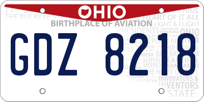OH license plate GDZ8218
