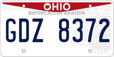 OH license plate GDZ8372