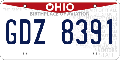 OH license plate GDZ8391