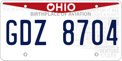 OH license plate GDZ8704