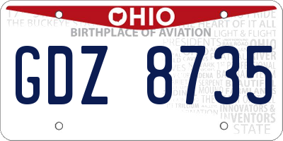 OH license plate GDZ8735