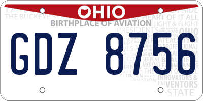 OH license plate GDZ8756