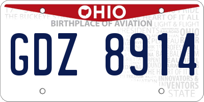 OH license plate GDZ8914