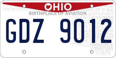 OH license plate GDZ9012