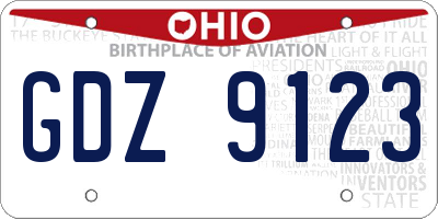 OH license plate GDZ9123
