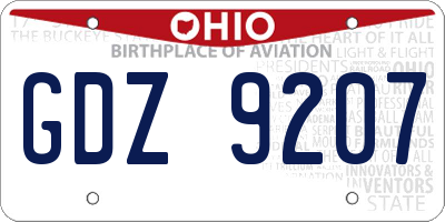 OH license plate GDZ9207