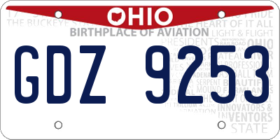 OH license plate GDZ9253