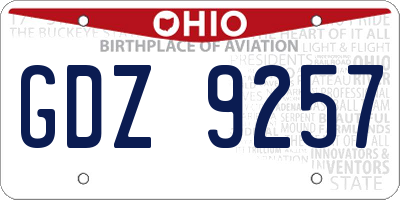 OH license plate GDZ9257