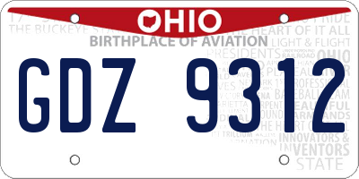 OH license plate GDZ9312