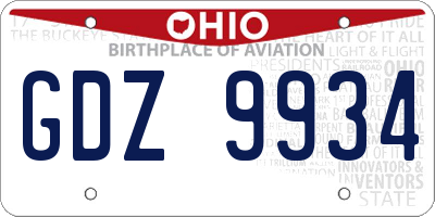 OH license plate GDZ9934