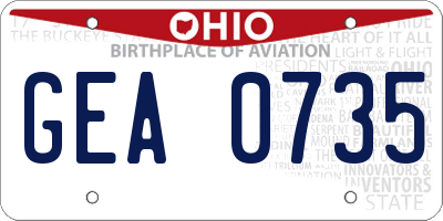 OH license plate GEA0735