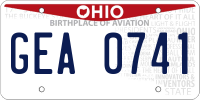 OH license plate GEA0741