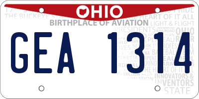 OH license plate GEA1314