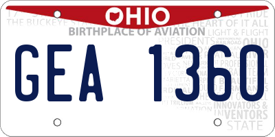 OH license plate GEA1360