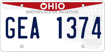 OH license plate GEA1374