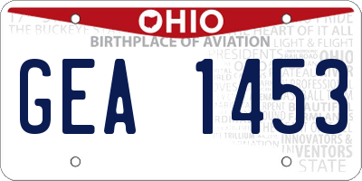 OH license plate GEA1453