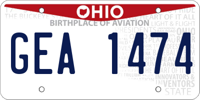 OH license plate GEA1474