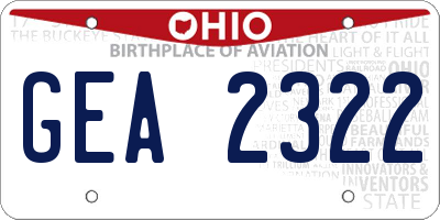 OH license plate GEA2322