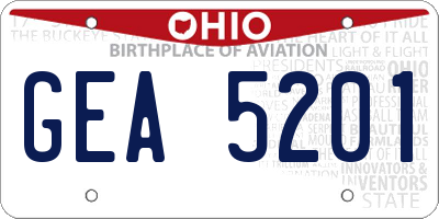 OH license plate GEA5201