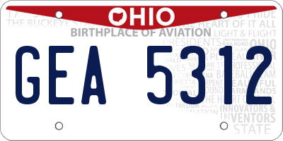 OH license plate GEA5312