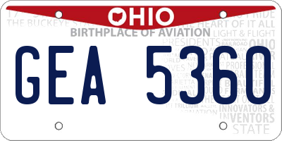 OH license plate GEA5360