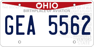 OH license plate GEA5562