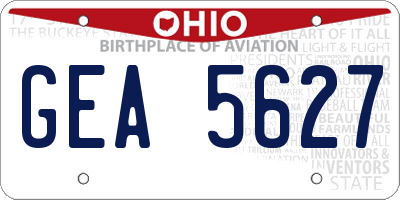 OH license plate GEA5627