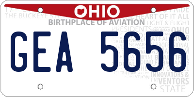 OH license plate GEA5656
