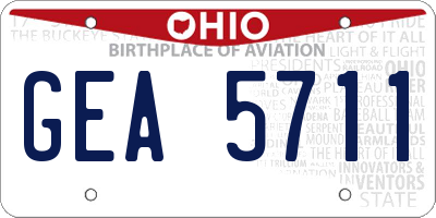 OH license plate GEA5711