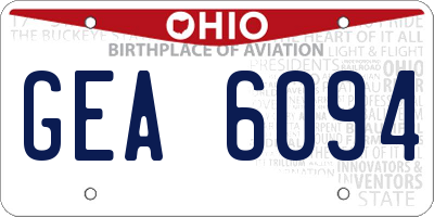 OH license plate GEA6094
