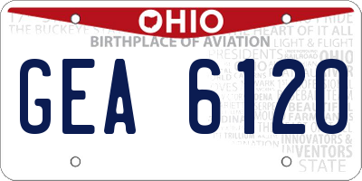 OH license plate GEA6120