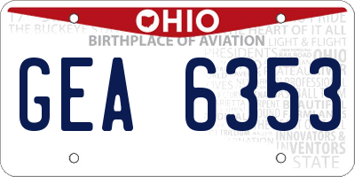 OH license plate GEA6353